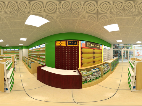  现代药店 中药房vr全景3d模型 