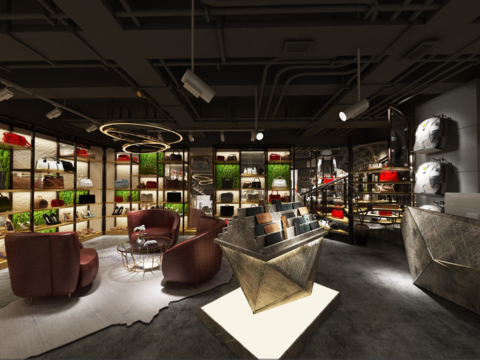  现代女性包包专卖店3d模型 