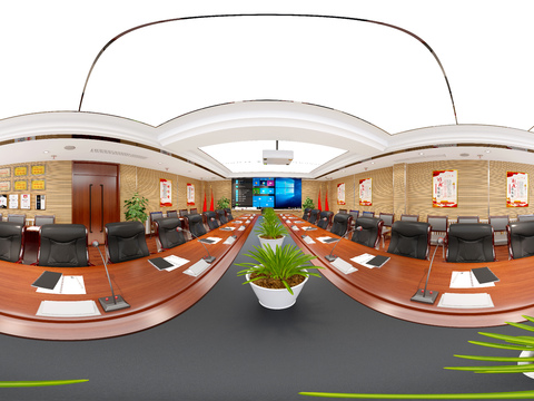  现代党建会议室vr全景3d模型 