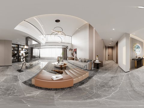  现代别墅客餐厅vr全景3d模型 