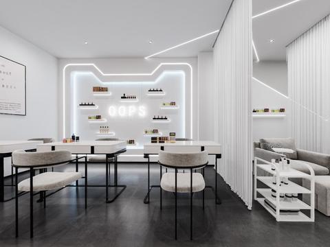  现代美甲店cr全景3d模型 