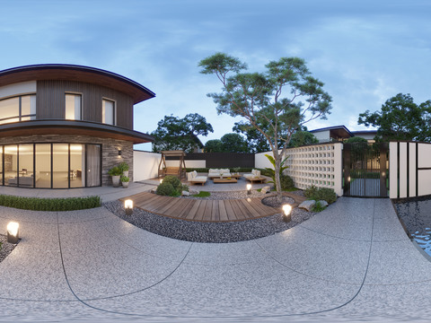  别墅庭院 阳台花园vr全景3d模型 