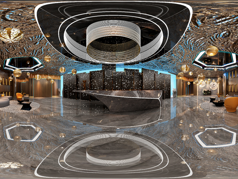  现代KTV大厅前台vr全景3d模型 