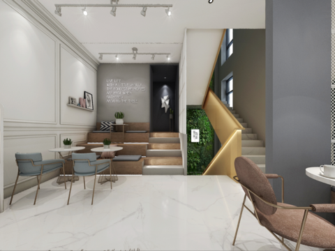  北欧网红奶茶店全景3d模型 