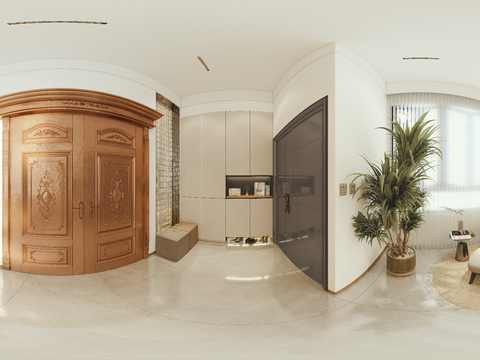  新中式门厅 玄关cr全景3d模型 