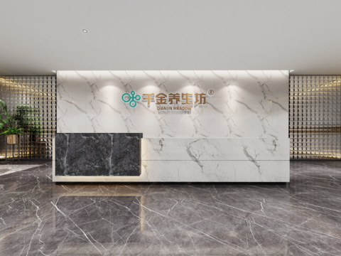  现代办公室大堂前台vr全景3d模型 