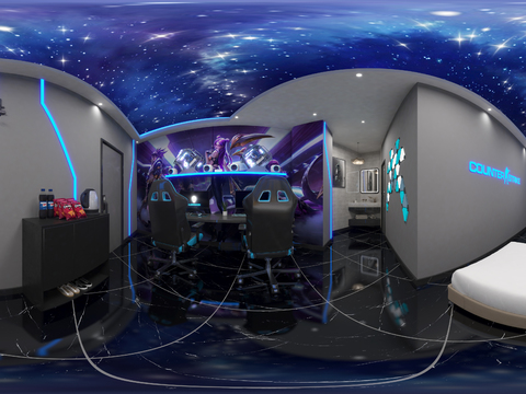  现代网咖电竞房vr全景3d模型 