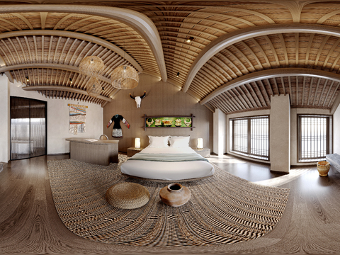  侘寂民宿 客房cr全景3d模型 