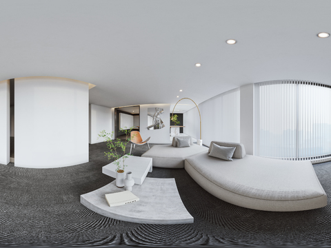  现代办公室餐厅茶室cr全景3d模型 