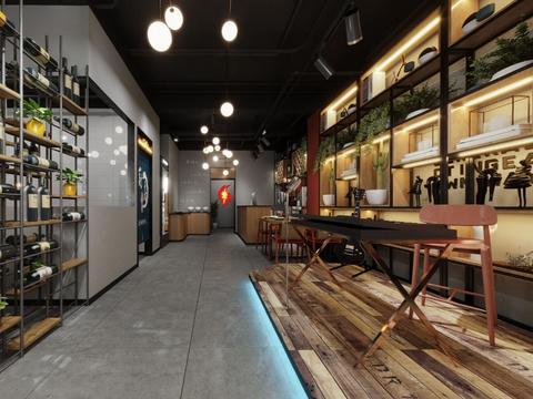  工业风烧烤店vr全景3d模型 