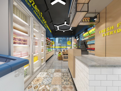  现代便利店vr全景3d模型 