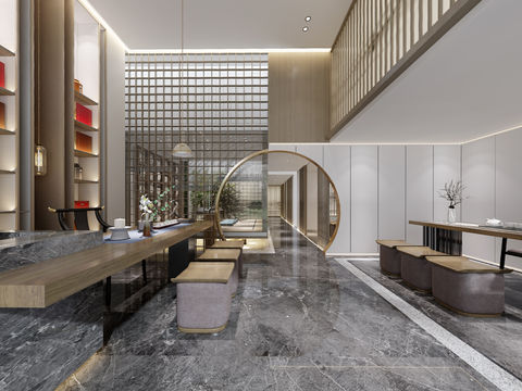  新中式茶叶店vr全景3d模型 