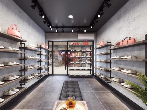  工业风鞋店全景3d模型 