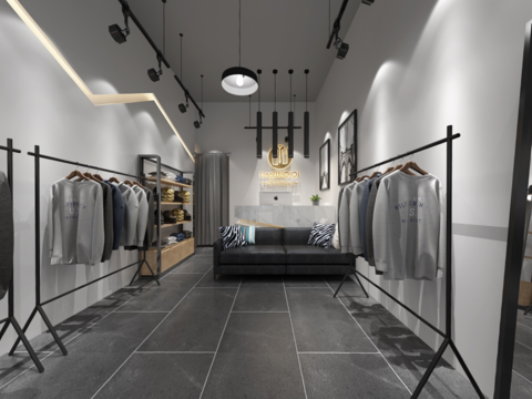  现代服装店全景3d模型 