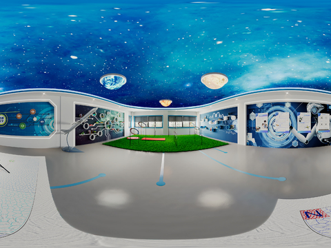  现代创客教室vr全景3d模型 