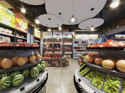  现代水果超市vr全景3d模型 
