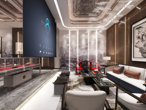  新中式陶瓷陶艺展厅3d模型 