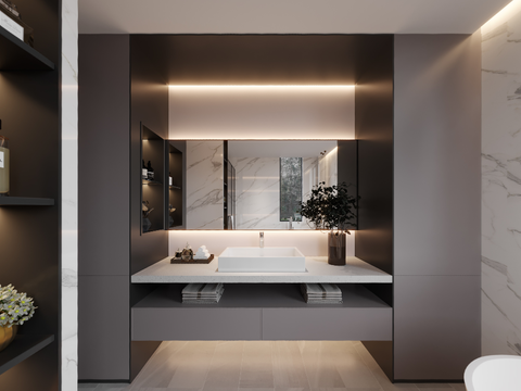  现代轻奢浴室卫生间cr全景3d模型 