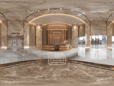  现代酒店前台cr全景3d模型 