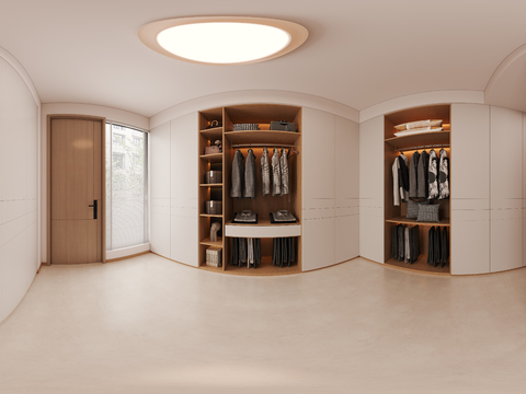  奶油风衣帽间cr全景3d模型 