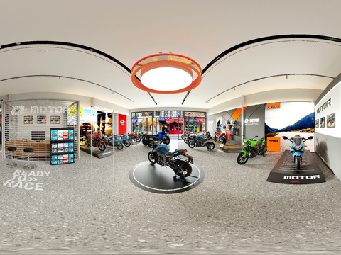  现代摩托车展厅CR全景3D模型 