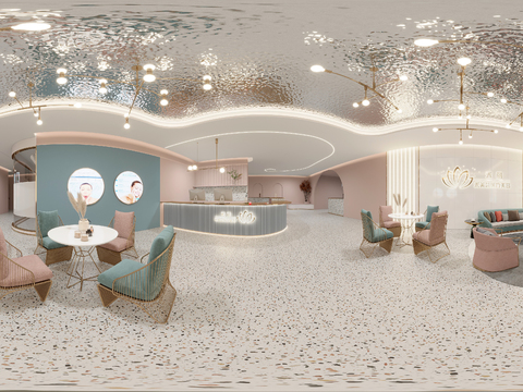  现代美容院前台接待cr全景3d模型 