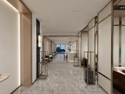  新中式足浴店vr全景3d模型 