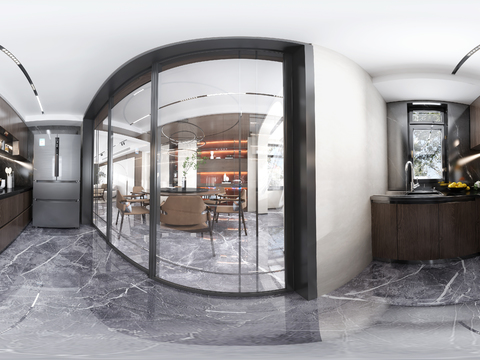  现代厨房vr全景3d模型 