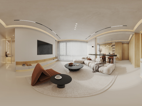  奶油风公寓cr全景3d模型 