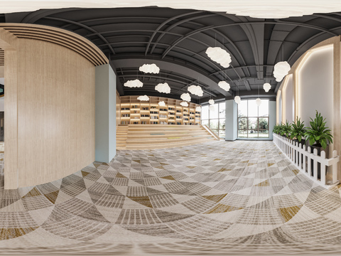  现代图书馆cr全景3d模型 