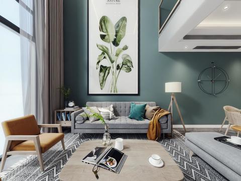  北欧别墅客厅餐厅vr全景3d模型 