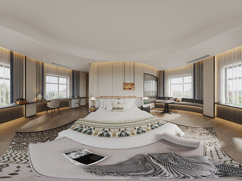  现代酒店客房cr全景3d模型 