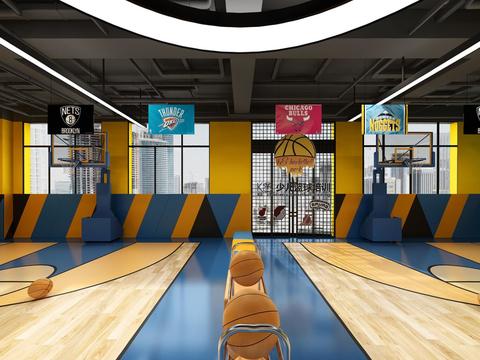  现代儿童篮球培训机构vr全景3d模型 