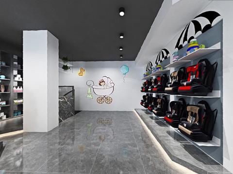  现代母婴店全景3d模型 