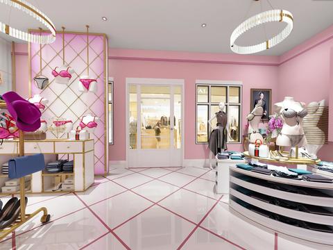  北欧慕色天使形象内衣服装店全景3d模型 
