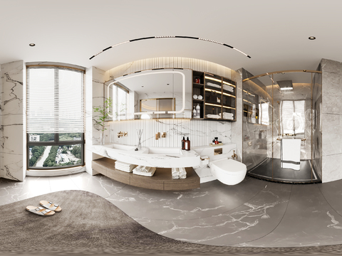  现代卫生间浴室vr全景3d模型 