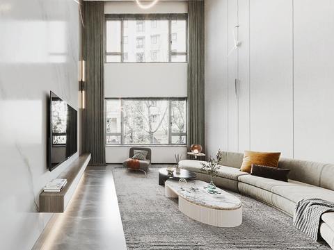  现代别墅客厅餐厅vr全景3d模型 