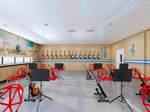  现代吉他音乐教室vr全景3d模型 