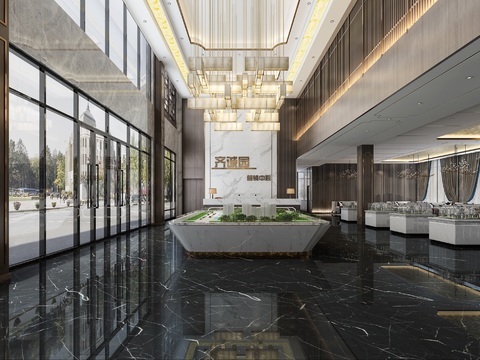  现代售楼部全景3d模型 