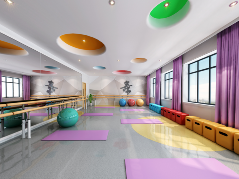  现代舞蹈教室vr全景3d模型 