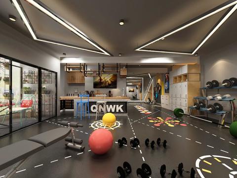  工业风健身房vr全景3d模型 