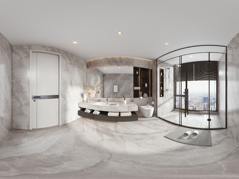  现代卫生间浴室vr全景3d模型 