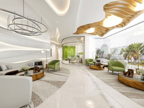  现代大堂前台办公室vr全景3d模型 