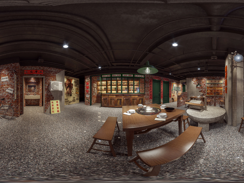  工业风怀旧火锅店vr全景3d模型 