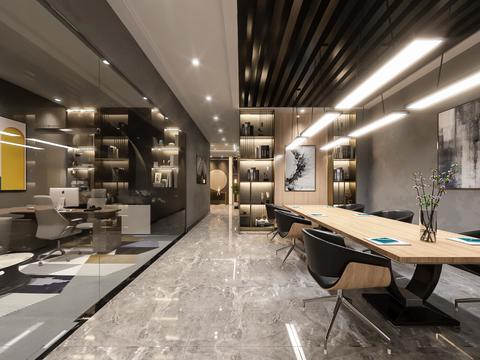  现代工作室前台办公区vr全景3d模型 