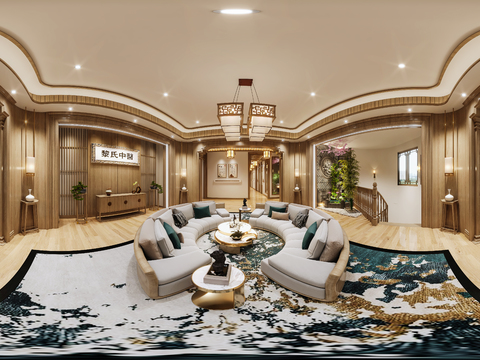  新中式中医馆大堂vr全景3d模型 