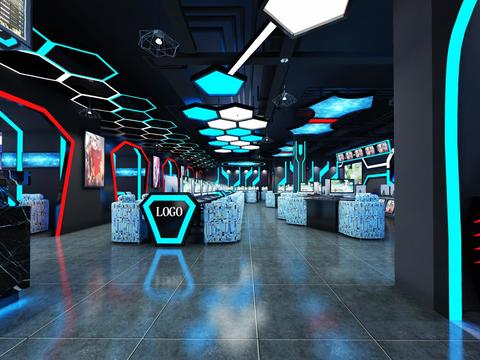  现代电竞网咖vr全景3d模型 
