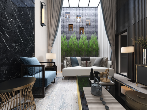  新中式别墅地下室vr全景3d模型 