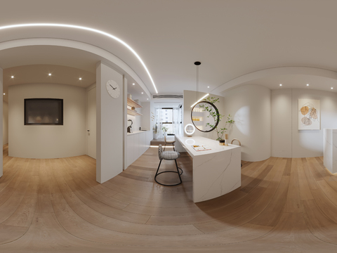  现代美容店前台休息区vr全景3d模型 
