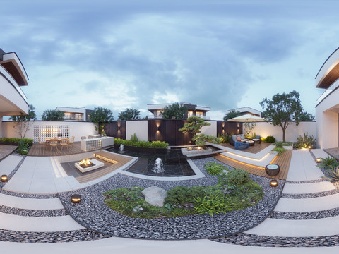  别墅庭院 阳台花园cr全景3d模型 